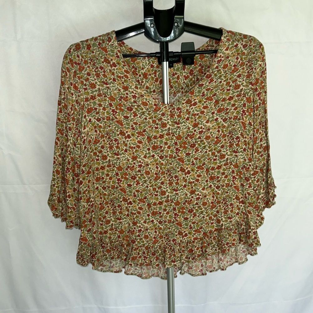 Cynthia Rowley Floral Ruffle Hem Flowy Top